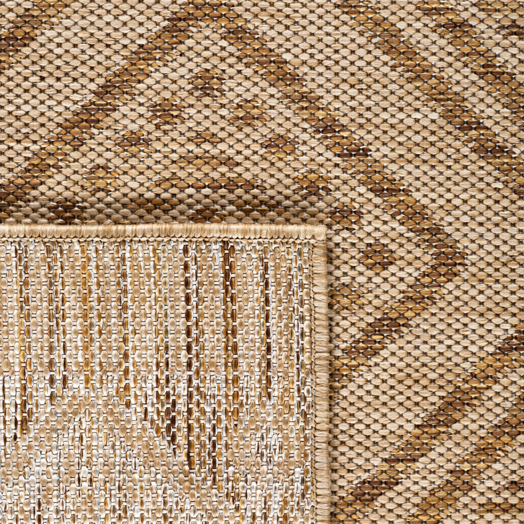 SIMPEX Outdoor Teppich Beige Jute Optik Balkon Terrasse Garten Wetterfest UV-beständig Groß Rauten Design Flachgewebe Pflegeleicht Robust Modern