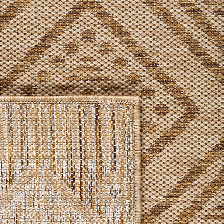 SIMPEX Outdoor Teppich Beige Jute Optik Balkon Terrasse Garten Wetterfest UV-beständig Groß Rauten Design Flachgewebe Pflegeleicht Robust Modern