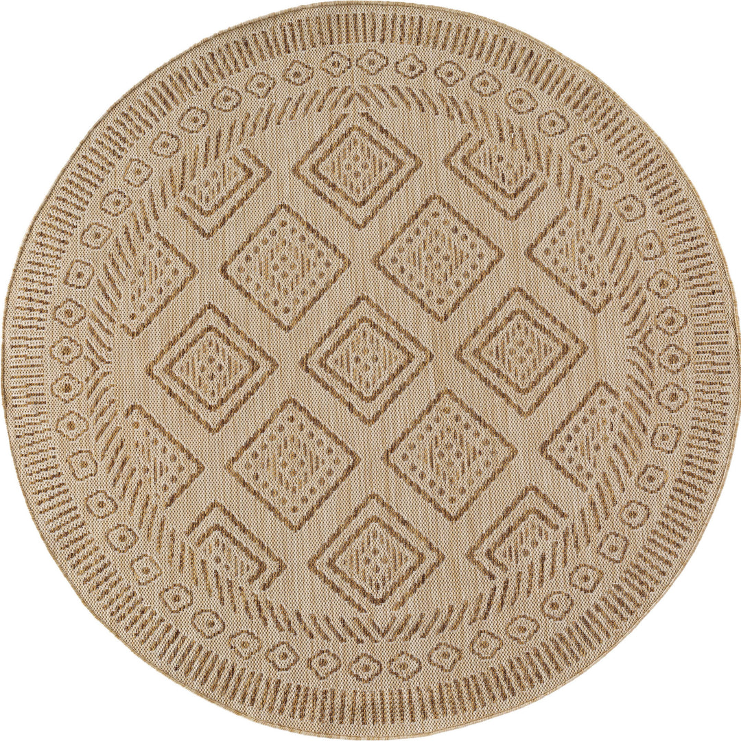 SIMPEX Outdoor Teppich Beige Jute Optik Balkon Terrasse Garten Wetterfest UV-beständig Groß Rauten Design Flachgewebe Pflegeleicht Robust Modern
