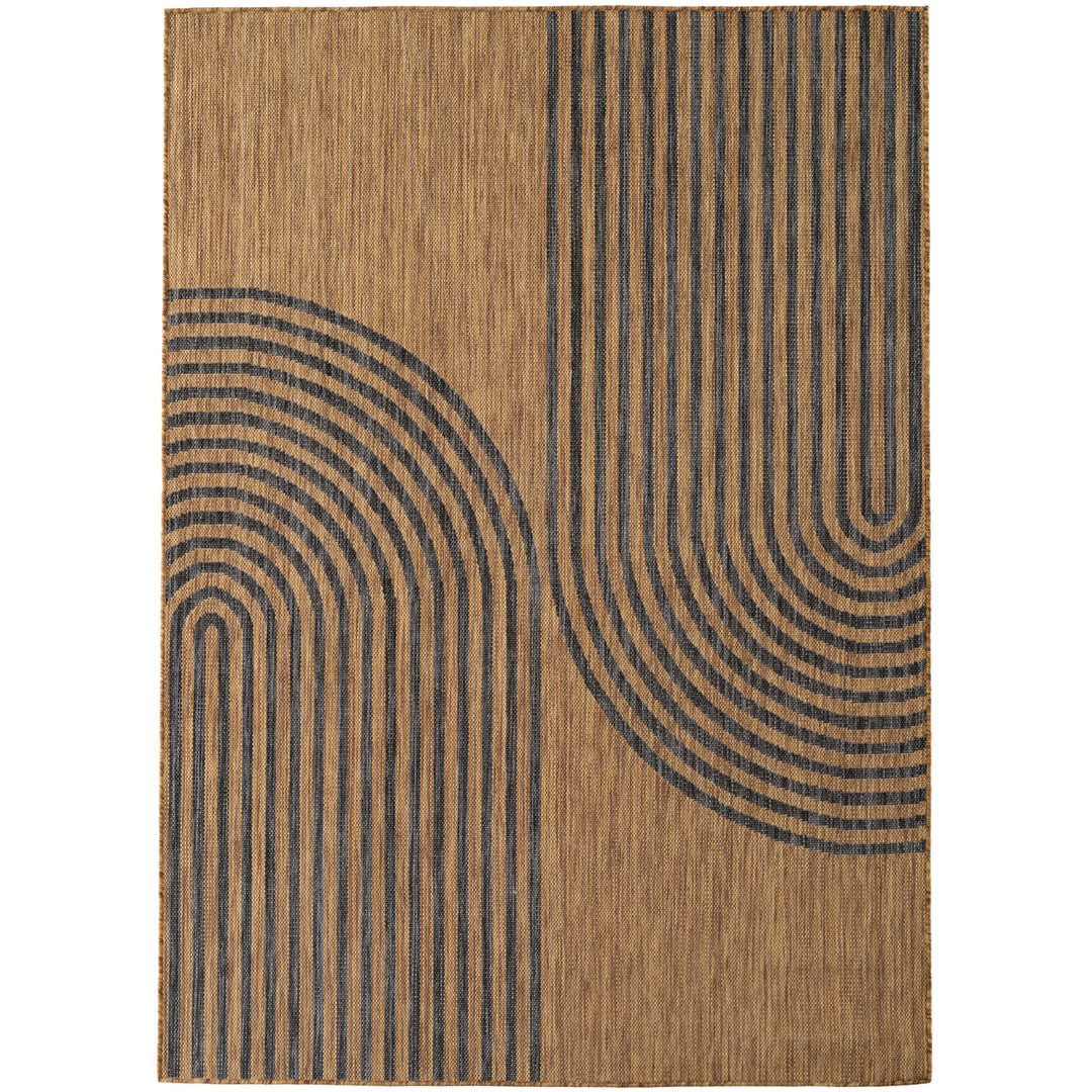 SIMPEX Outdoor Teppich Schwarz Natur Jute Optik Balkon Terrasse Garten Wetterfest UV-beständig Groß Boho Design Flachgewebe Pflegeleicht Robust Modern