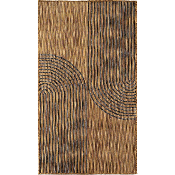 SIMPEX Outdoor Teppich Schwarz Natur Jute Optik Balkon Terrasse Garten Wetterfest UV-beständig Groß Boho Design Flachgewebe Pflegeleicht Robust Modern