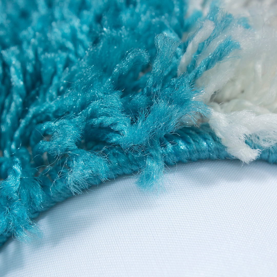 Tapis à poils longs CARO tapis de salon shaggy poils longs design carreaux turquoise