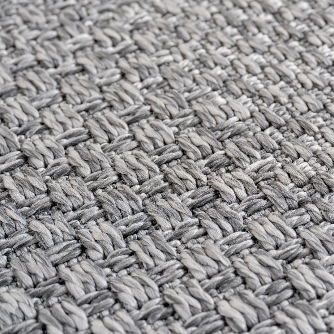 SIMPEX Indoor Outdoor Teppich Küche, Balkon, Wohnzimmer Einfarbig Boho Grau