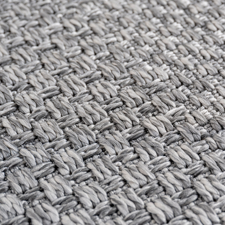 SIMPEX Indoor Outdoor Teppich Küche, Balkon, Wohnzimmer Einfarbig Boho Grau