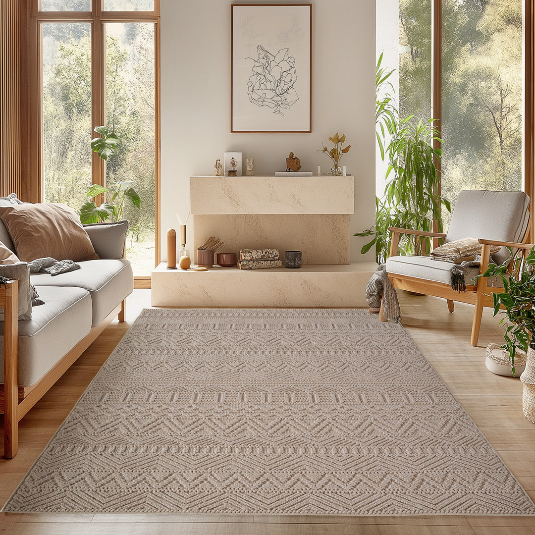SIMPEX Teppich Skandi Design Bouclé Schlingenflor Weich Schlafzimmer Wohnzimmer