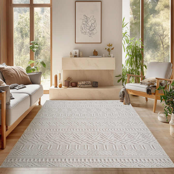 SIMPEX Teppich Skandi Design Bouclé Schlingenflor Weich Schlafzimmer Wohnzimmer