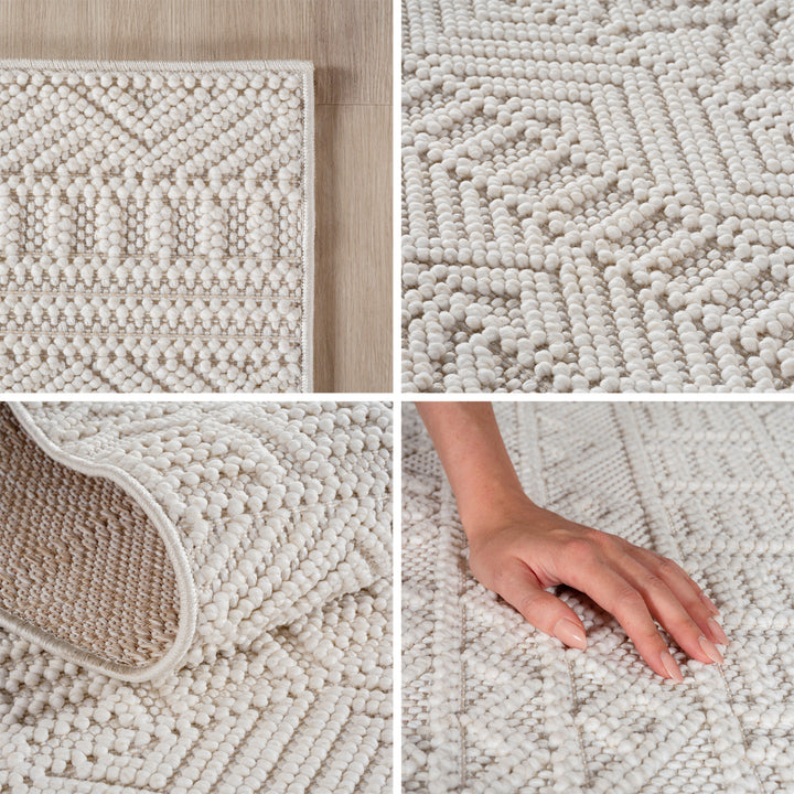 SIMPEX Teppich Skandi Design Bouclé Schlingenflor Weich Schlafzimmer Wohnzimmer