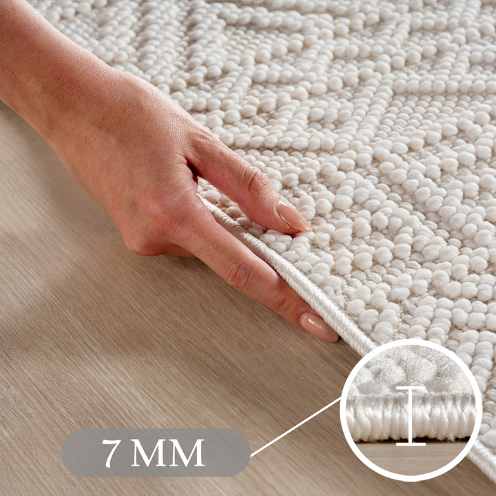 SIMPEX Teppich Skandi Design Bouclé Schlingenflor Weich Schlafzimmer Wohnzimmer
