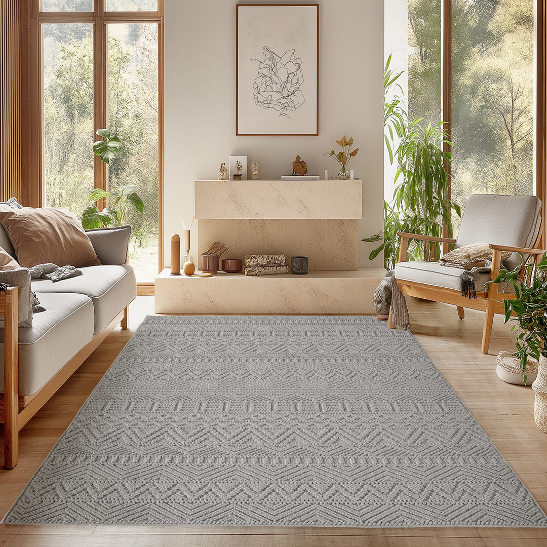 SIMPEX Teppich Skandi Design Bouclé Schlingenflor Weich Schlafzimmer Wohnzimmer