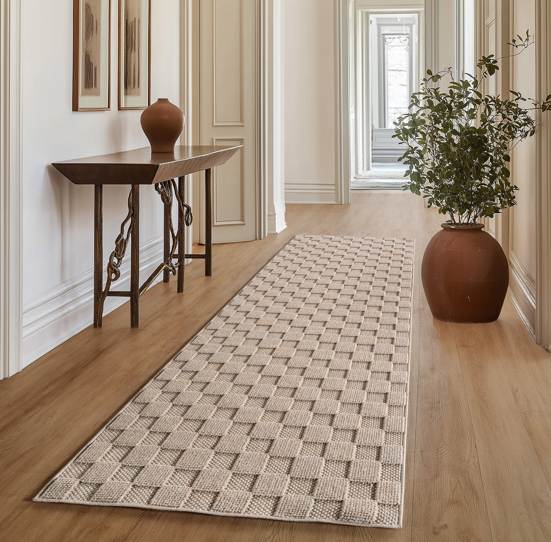 SIMPEX Teppich Karo Design Bouclé Schlingenflor Weich Schlafzimmer Wohnzimmer