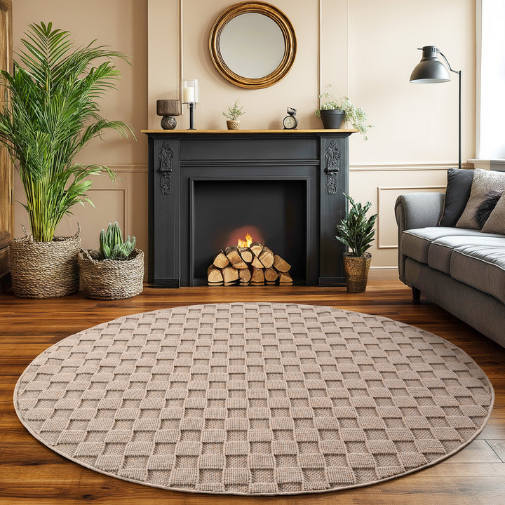 SIMPEX Teppich Karo Design Bouclé Schlingenflor Weich Schlafzimmer Wohnzimmer