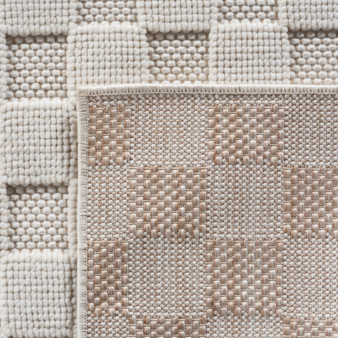 SIMPEX Teppich Karo Design Bouclé Schlingenflor Weich Schlafzimmer Wohnzimmer