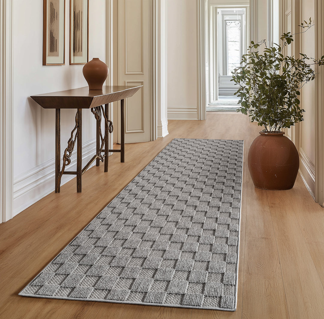 SIMPEX Teppich Karo Design Bouclé Schlingenflor Weich Schlafzimmer Wohnzimmer