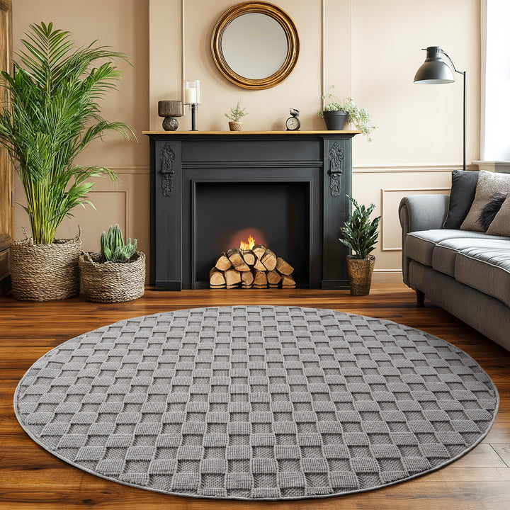 SIMPEX Teppich Karo Design Bouclé Schlingenflor Weich Schlafzimmer Wohnzimmer