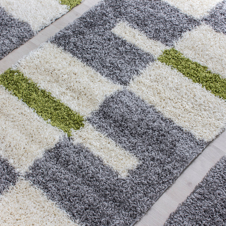 Teppich Läufer Set KAIA Schlafzimmer Hochflor Bettumrandung 3 Teile