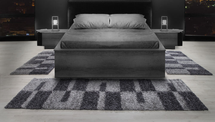 Teppich Läufer Set KAIA Schlafzimmer Hochflor Bettumrandung 3 Teile