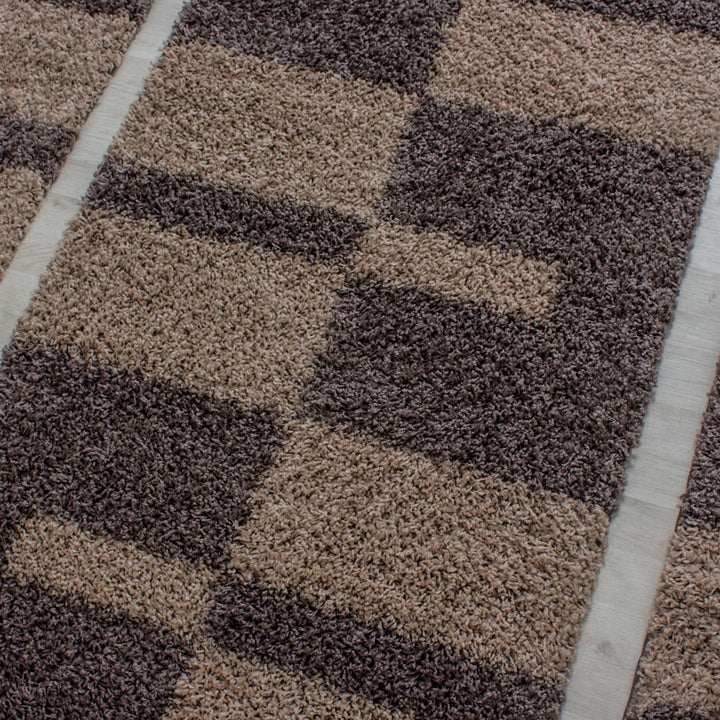 Teppich Läufer Set KAIA Schlafzimmer Hochflor Bettumrandung 3 Teile