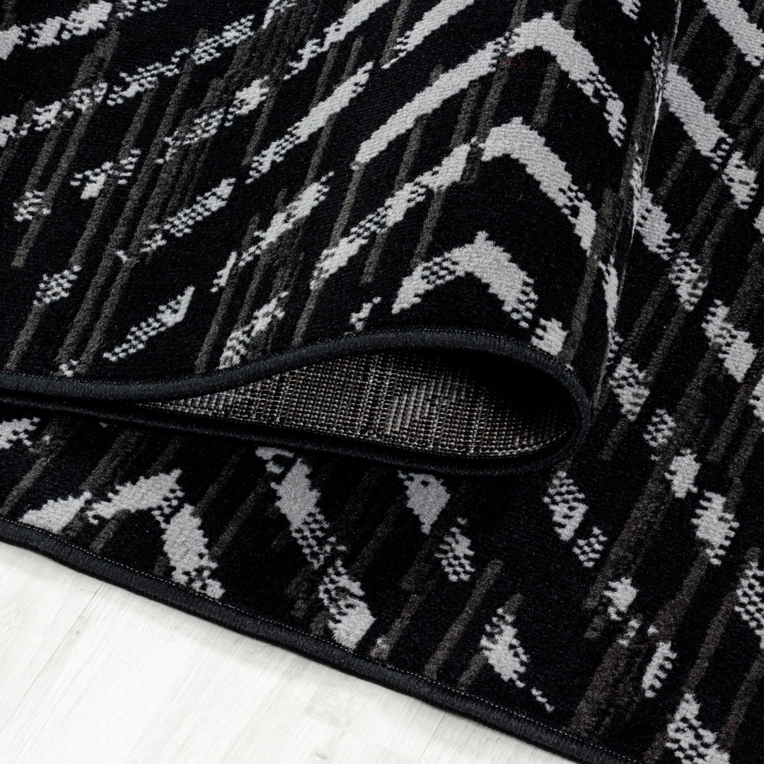 Teppich Läufer Set Schlafzimmer Kurzflor Weich Bettumrandung 3 Teile Schwarz