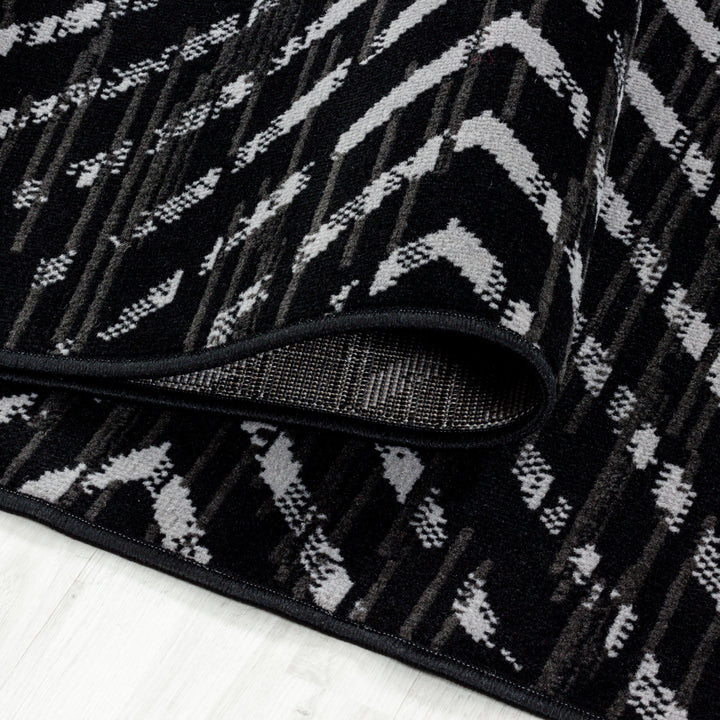 Teppich Läufer Set Schlafzimmer Kurzflor Weich Bettumrandung 3 Teile Schwarz