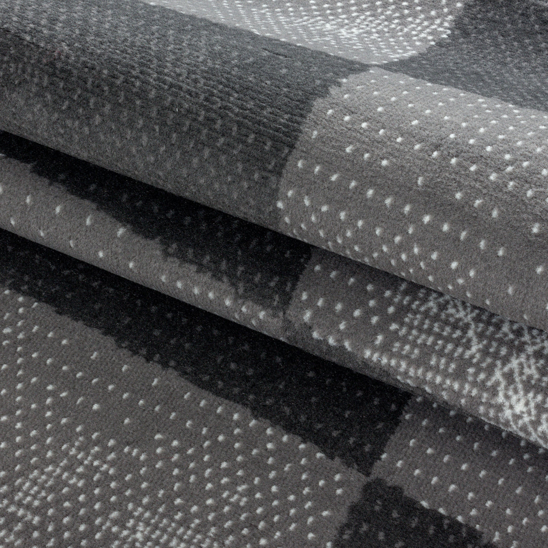 Teppich Läufer Set Schlafzimmer Kurzflor Weich Bettumrandung Grau Geometrisch