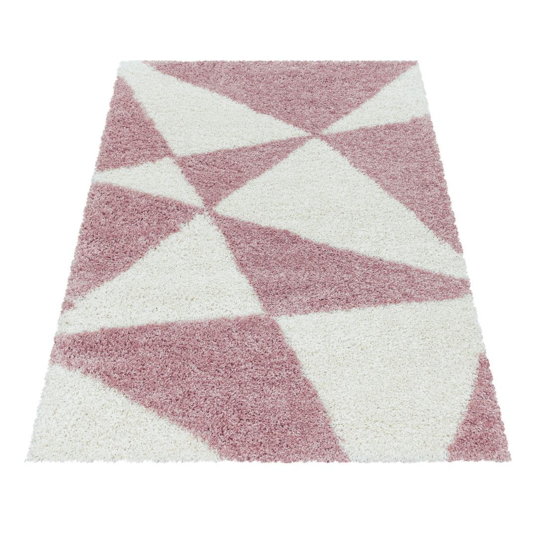 Hochflor Teppich MANGO Wohnzimmer Abstrakt Dreiecke