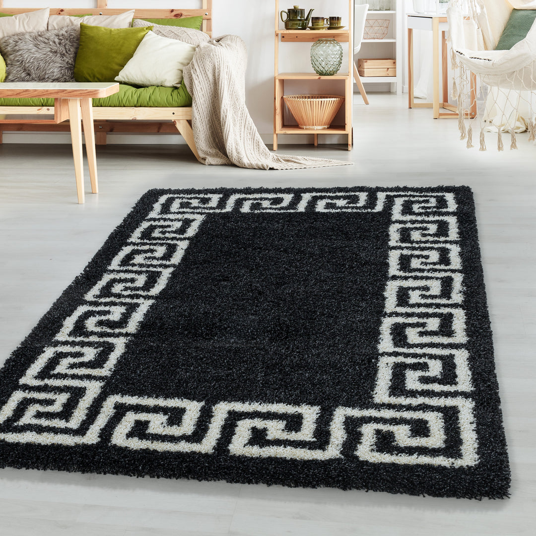 Hochflor Teppich RHEA Wohnzimmer Shaggy Antikes Design