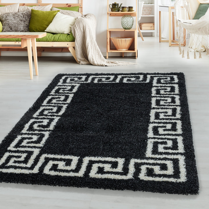 Hochflor Teppich RHEA Wohnzimmer Shaggy Antikes Design