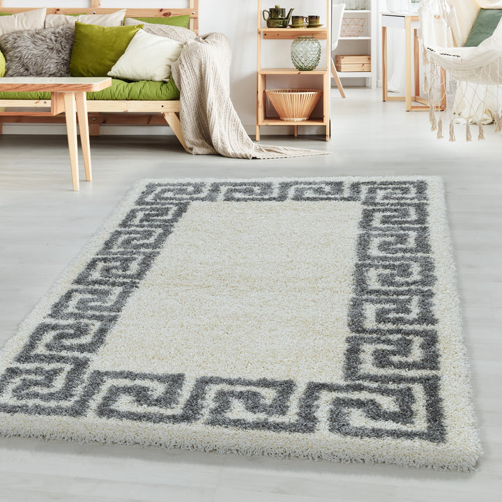 Hochflor Teppich RHEA Wohnzimmer Shaggy Antikes Design