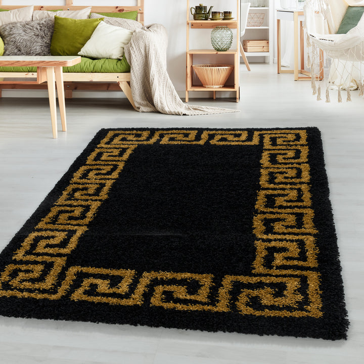 Hochflor Teppich RHEA Wohnzimmer Shaggy Antikes Design