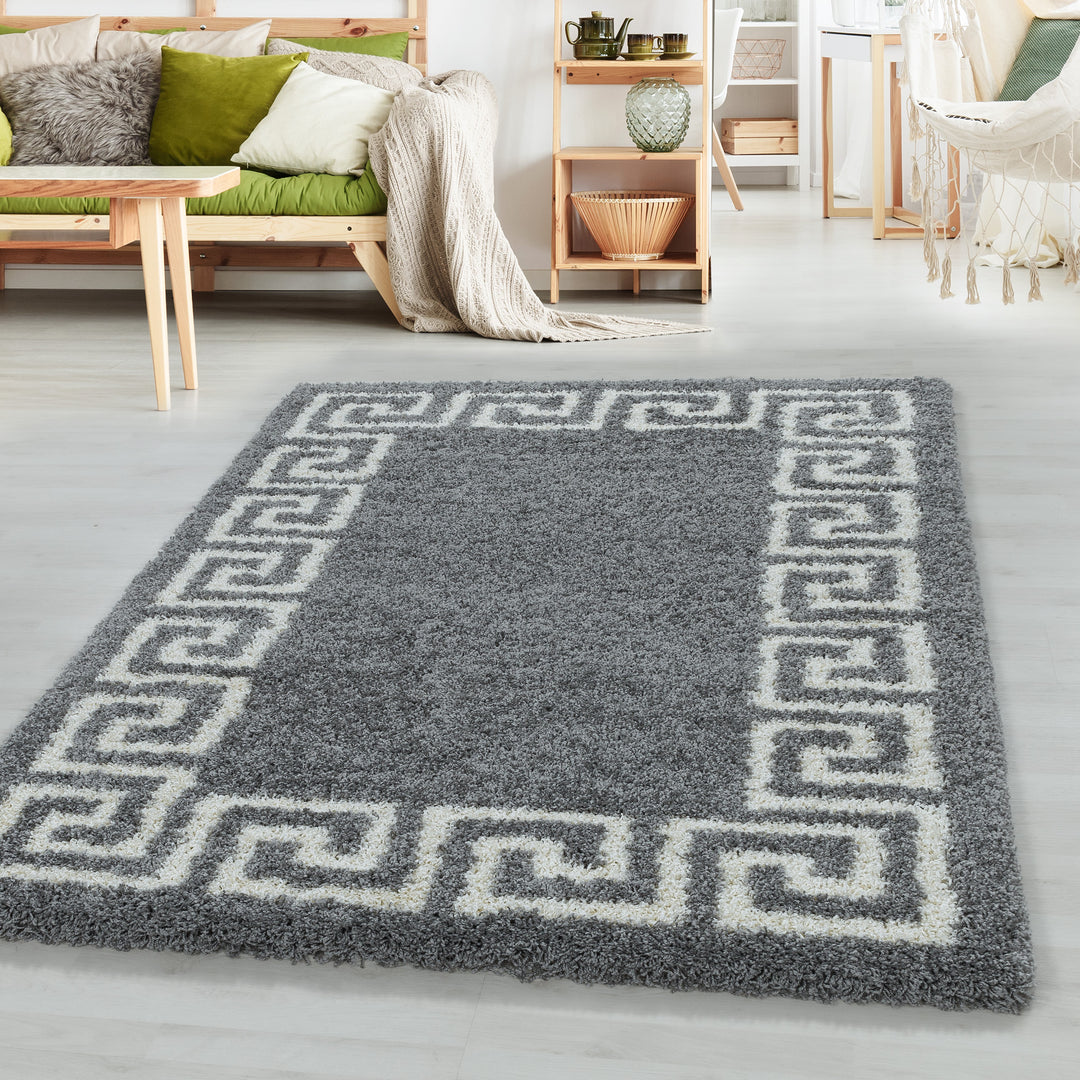 Hochflor Teppich RHEA Wohnzimmer Shaggy Antikes Design