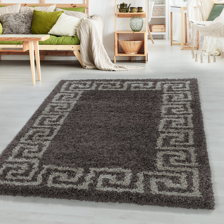Hochflor Teppich RHEA Wohnzimmer Shaggy Antikes Design