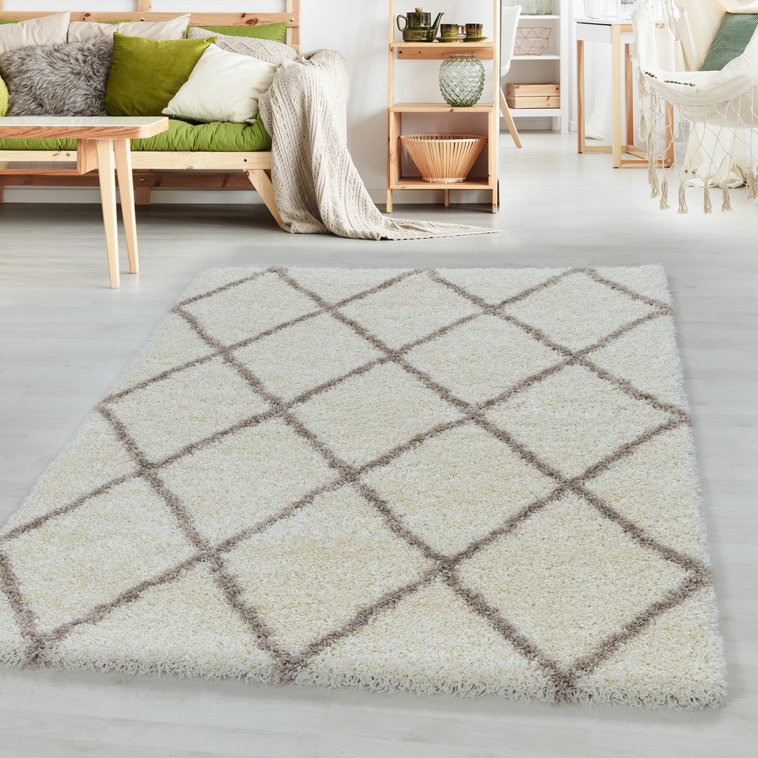 High pile carpet ALVA living room rhombus design soft touch