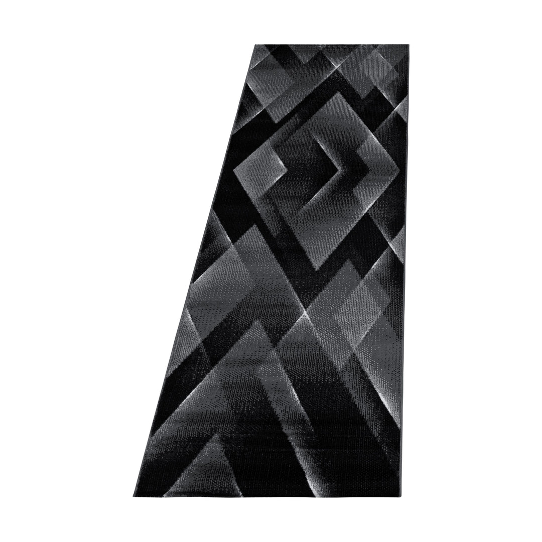 Teppich Läufer Set Schlafzimmer Kurzflor Weich Bettumrandung 3-D Motiv Schwarz