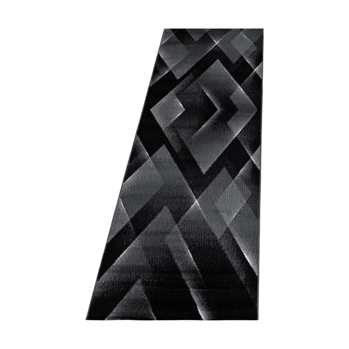 Teppich Läufer Set Schlafzimmer Kurzflor Weich Bettumrandung 3-D Motiv Schwarz