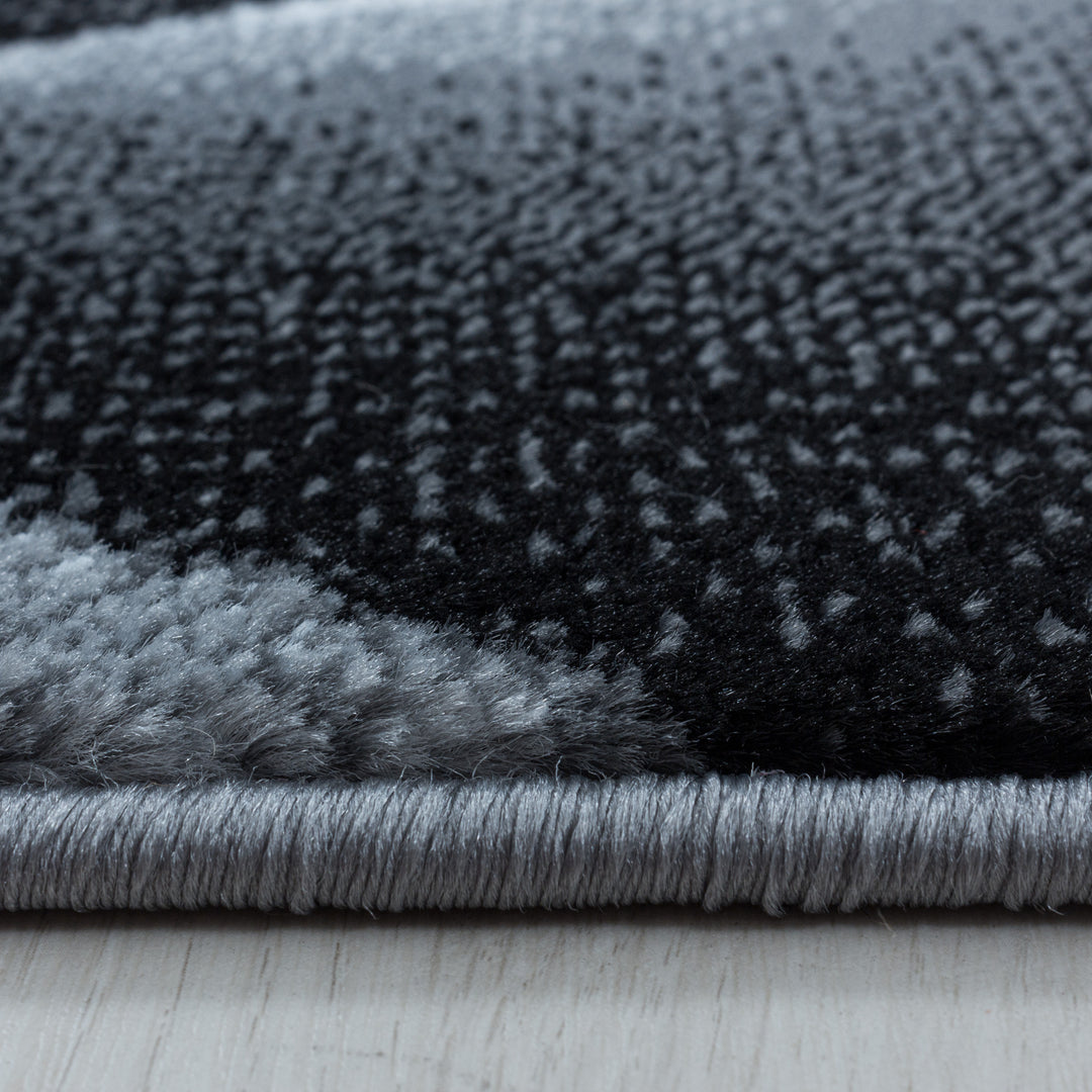 Teppich Läufer Set Schlafzimmer Kurzflor Weich Bettumrandung 3-D Motiv Schwarz