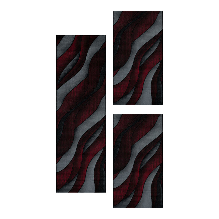 Teppich Läufer Set RICA Schlafzimmer Kurzflor Bettumrandung 3 Teile Dreieck