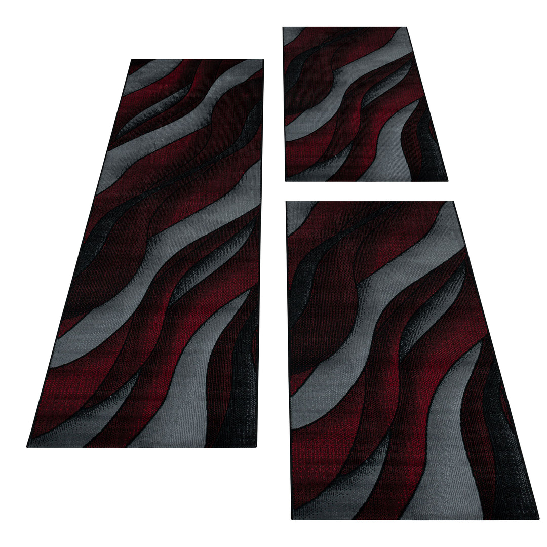 Teppich Läufer Set RICA Schlafzimmer Kurzflor Bettumrandung 3 Teile Dreieck