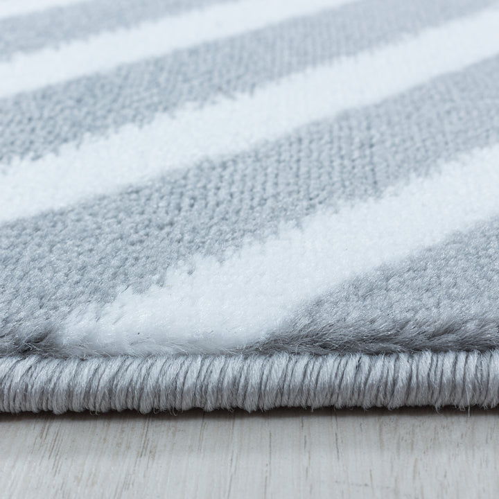 Teppich Läufer Set Schlafzimmer Kurzflor Weich Bettumrandung Skandi Design Grau