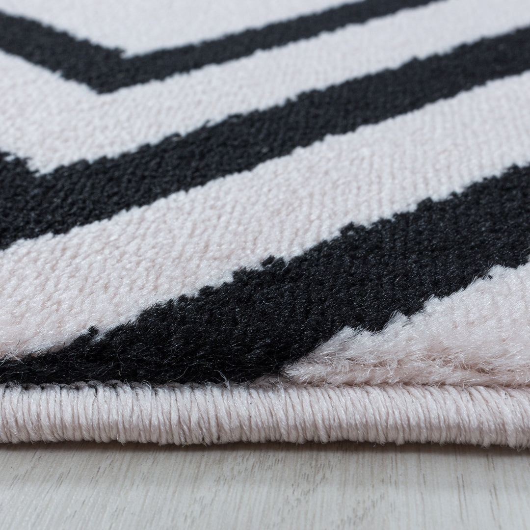 Teppich Läufer Set Schlafzimmer Kurzflor Weich Bettumrandung Skandi Design Pink