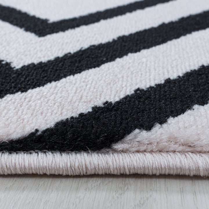 Teppich Läufer Set Schlafzimmer Kurzflor Weich Bettumrandung Skandi Design Pink