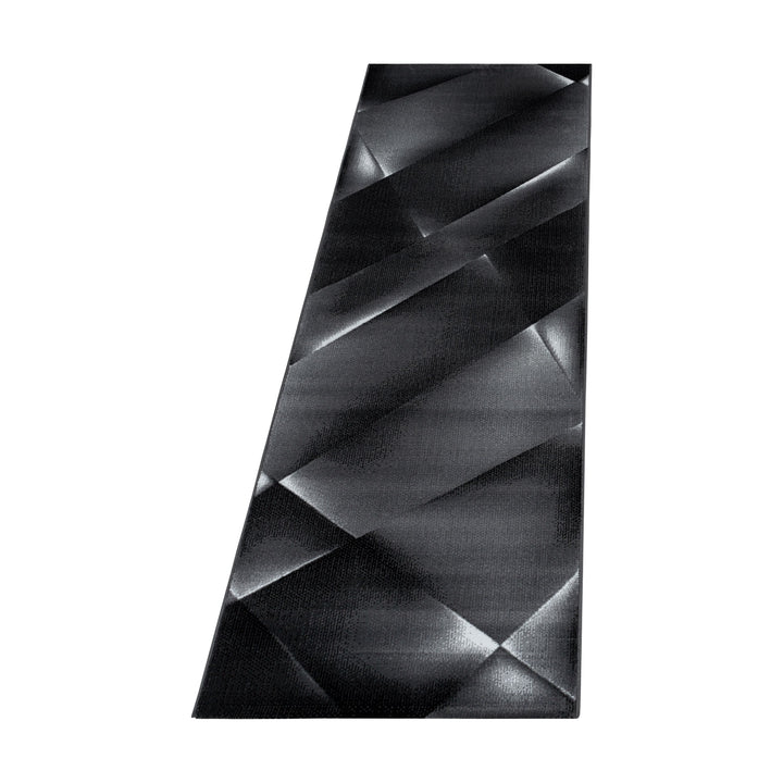 Teppich Läufer Set Schlafzimmer Kurzflor Weich Bettumrandung Schwarz Grau Design