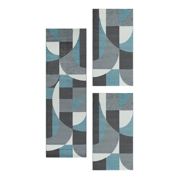 Teppich Läufer Set POWER Schlafzimmer Kurzflor Bettumrandung 3 Teile