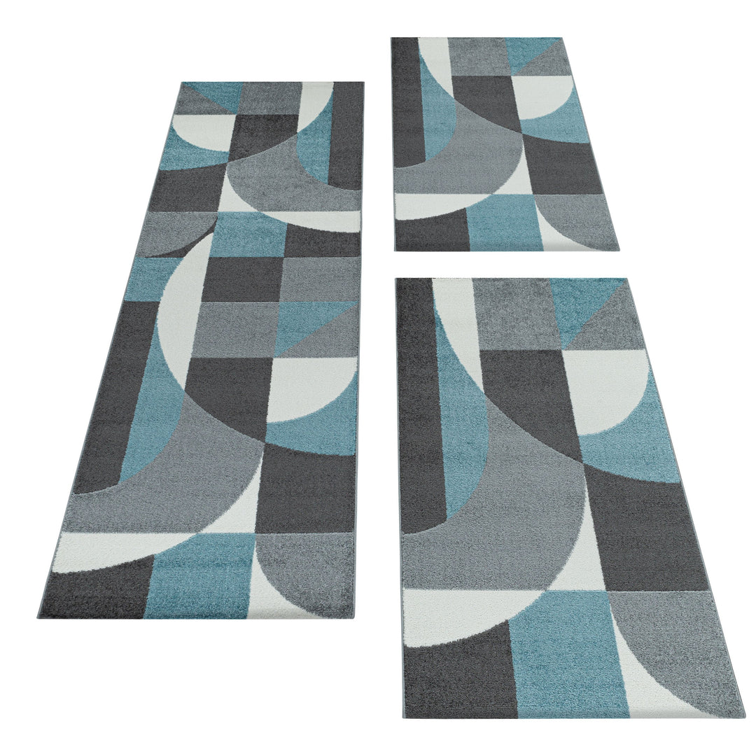 Teppich Läufer Set POWER Schlafzimmer Kurzflor Bettumrandung 3 Teile