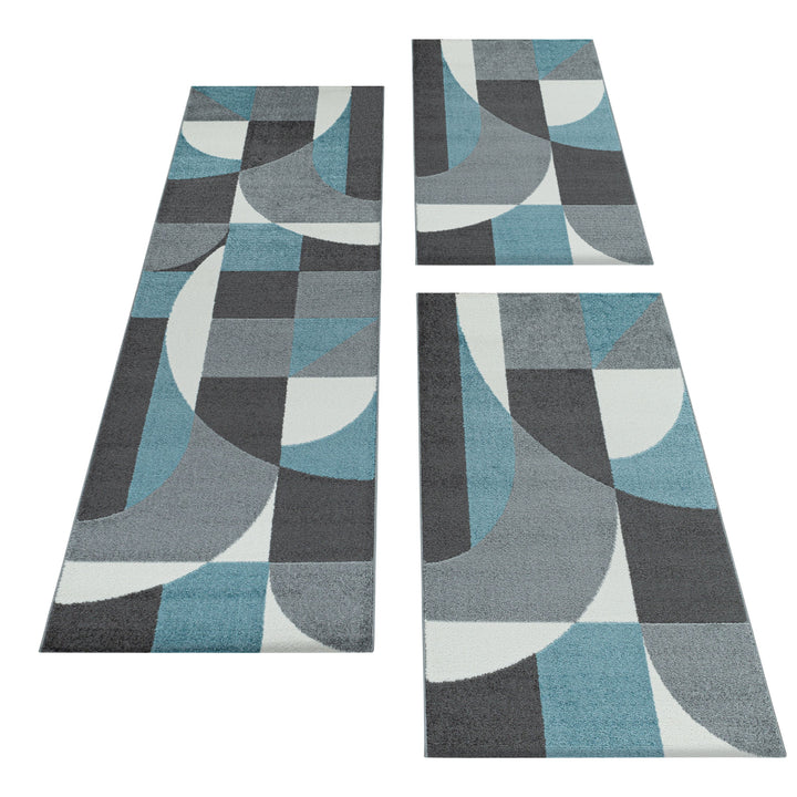 Teppich Läufer Set POWER Schlafzimmer Kurzflor Bettumrandung 3 Teile