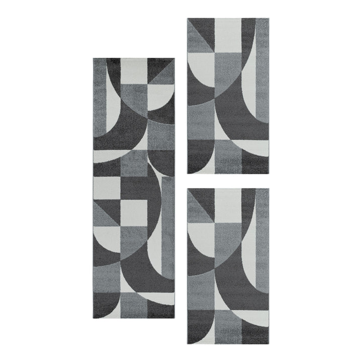 Teppich Läufer Set POWER Schlafzimmer Kurzflor Bettumrandung 3 Teile