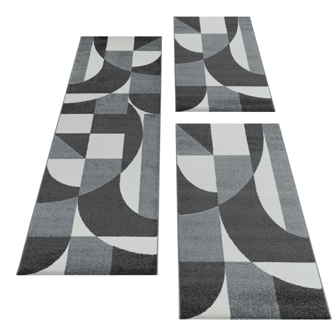 Teppich Läufer Set POWER Schlafzimmer Kurzflor Bettumrandung 3 Teile