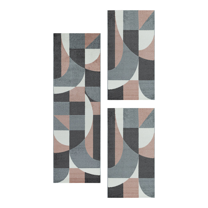 Teppich Läufer Set POWER Schlafzimmer Kurzflor Bettumrandung 3 Teile