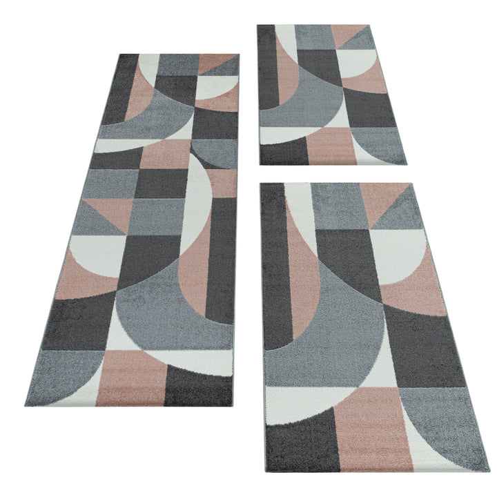 Teppich Läufer Set POWER Schlafzimmer Kurzflor Bettumrandung 3 Teile