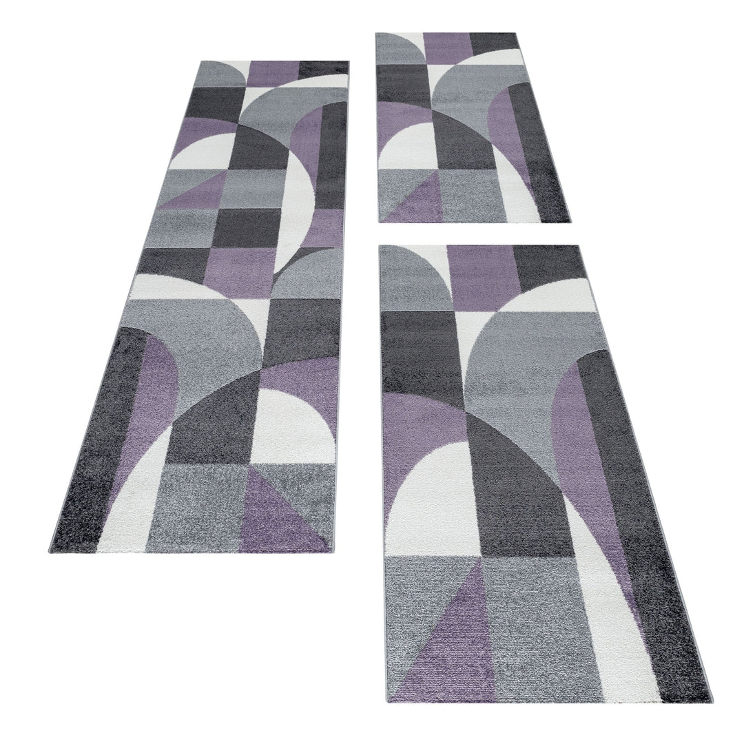 Teppich Läufer Set POWER Schlafzimmer Kurzflor Bettumrandung 3 Teile