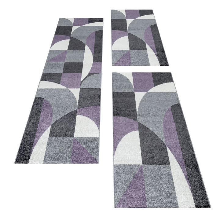 Teppich Läufer Set POWER Schlafzimmer Kurzflor Bettumrandung 3 Teile